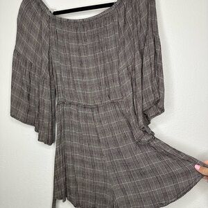 Plaid Off-Shoulder Romper